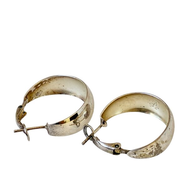 Sterling Silver Earrings Hoop Dangle Leverback Chunky Lightweight Thailand - Picture 8 of 12